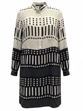 STEVEN ALAN Cream & Navy Silk shirt dress, Size 2.